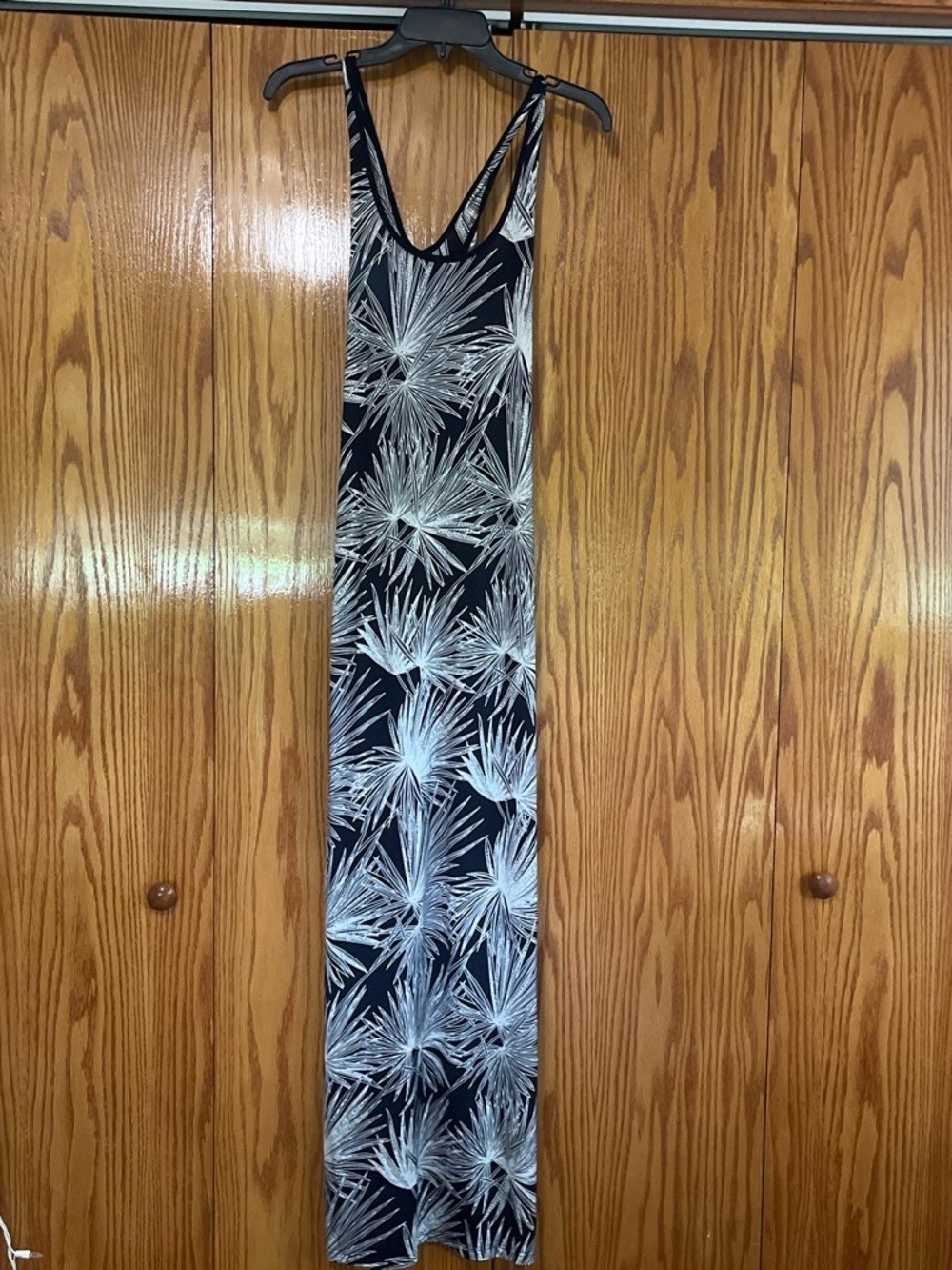 Navy and White Palm-Print Maxi Dress - Sleeveless Summer Dress